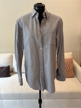Steven Alan Light Gray Micro-Dot Button-Down Shirt